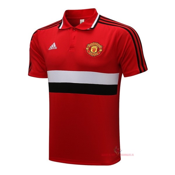 Maillot Om Pas Cher adidas Polo Manchester United 2021 2022 Rouge I Blanc Noir