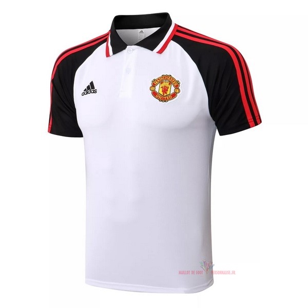 Maillot Om Pas Cher adidas Polo Manchester United 2022 2023 Blanc Noir Rouge