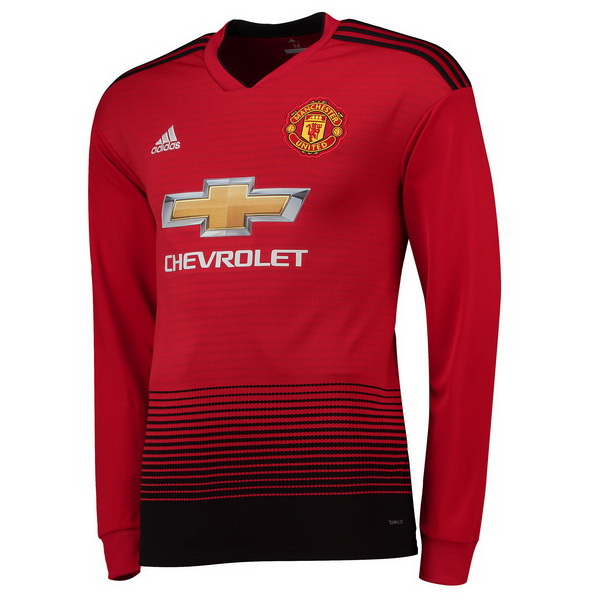 Maillot Om Pas Cher adidas Domicile Manches Longues Manchester United 2018 2019 Rouge