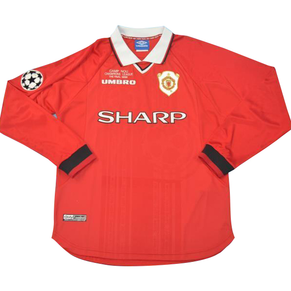 Maillot Om Pas Cher umbro Domicile Manches Longues Manchester United Rétro 1999 Rouge