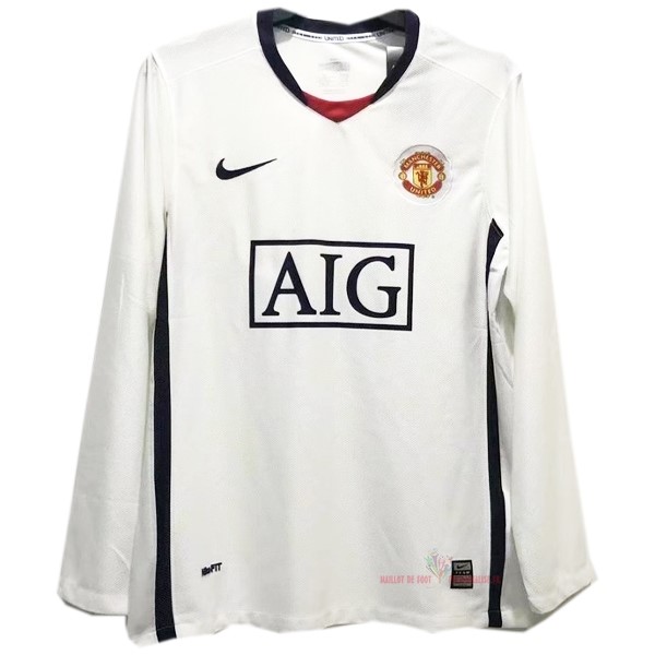 Maillot Om Pas Cher Nike Exterieur Camiseta Manches Longues Manchester United Rétro 2008 2009 Blanc