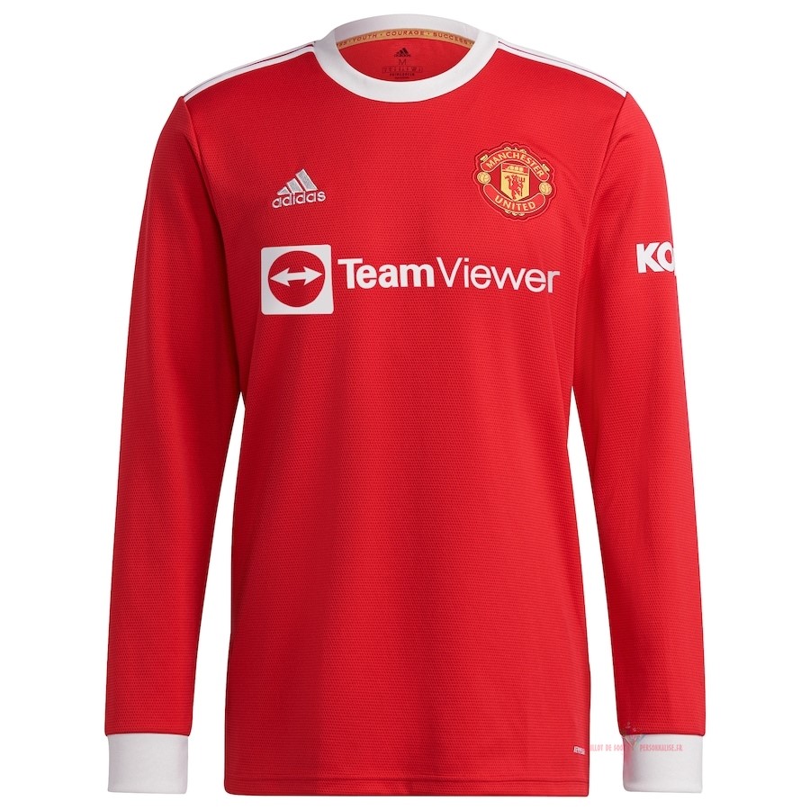 Maillot Om Pas Cher adidas Domicile Manches Longues Manchester United 2021 2022 Rouge