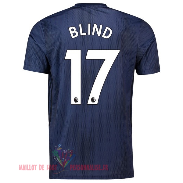 Maillot Om Pas Cher adidas NO.17 Blind Third Maillots Manchester United 18-19 Bleu