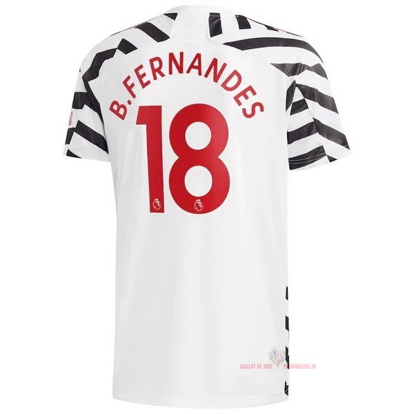 Maillot Om Pas Cher adidas NO.18 B. Fernandes Third Maillot Manchester United 2020 2021 Blanc