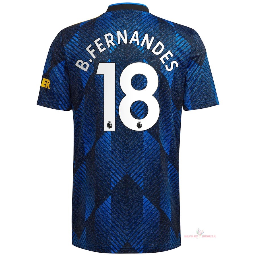 Maillot Om Pas Cher adidas NO.18 B. Fernandes Third Maillot Manchester United 2021 2022 Bleu