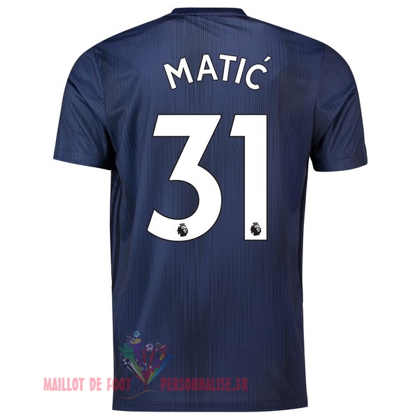 Maillot Om Pas Cher adidas NO.31 Matic Third Maillots Manchester United 18-19 Bleu
