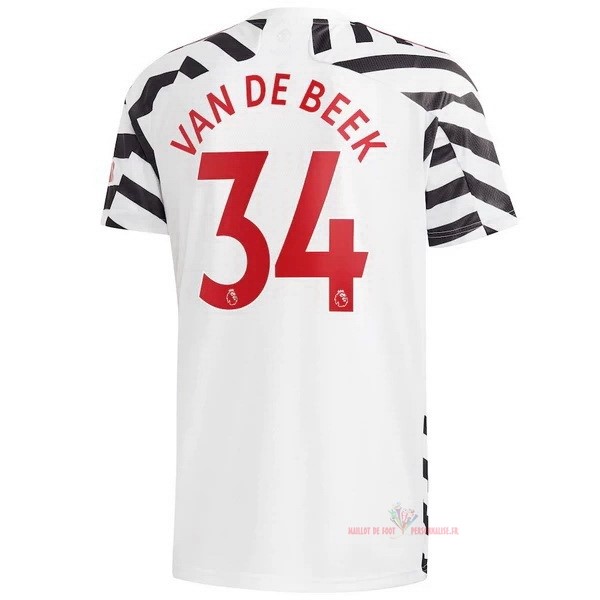 Maillot Om Pas Cher adidas NO.34 Van De Beek Third Maillot Manchester United 2020 2021 Blanc