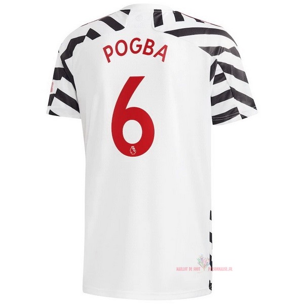 Maillot Om Pas Cher adidas NO.6 Pogba Third Maillot Manchester United 2020 2021 Blanc
