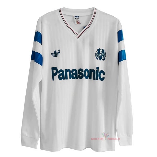 Maillot Om Pas Cher adidas Domicile Manches Longues Marseille Rétro 1990 Blanc