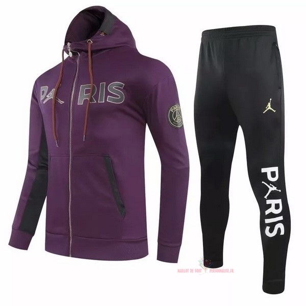 Maillot Om Pas Cher JORDAN Sweat Shirt Capuche Paris Saint Germain 2020 2021 Purpura Noir