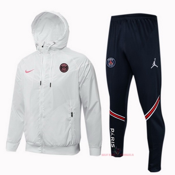 Maillot Om Pas Cher Nike Ensemble Complet Coupe Vent Paris Saint Germain 2021 2022 Blanc Noir