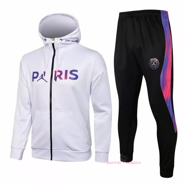 Maillot Om Pas Cher JORDAN Chaqueta Con Capucha Paris Saint Germain 2021 2022 Blanc Purpura Noir