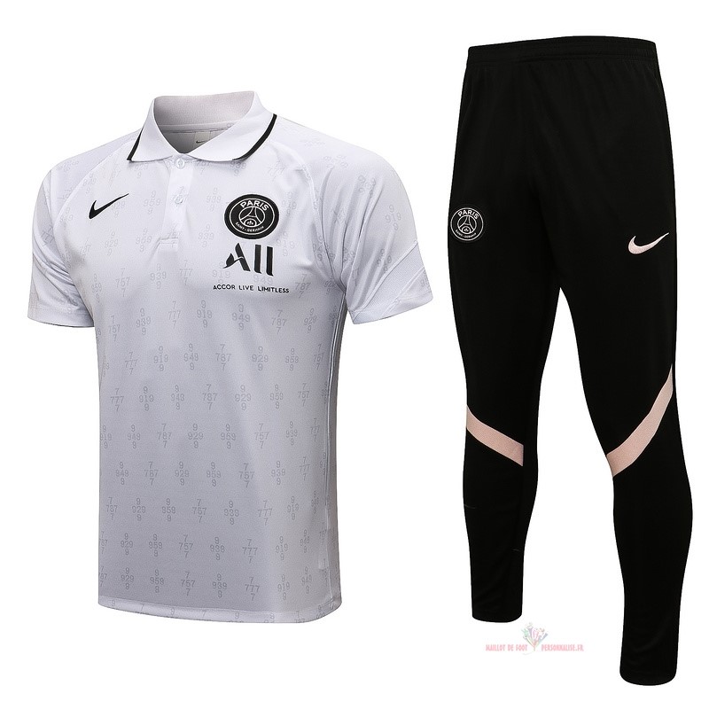 Maillot Om Pas Cher Nike Ensemble Complet Polo Paris Saint Germain 2021 2022 Blanc Noir