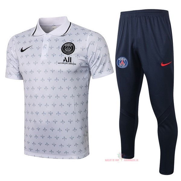 Maillot Om Pas Cher Nike Ensemble Complet Polo Paris Saint Germain 2021 2022 II Blanc Noir