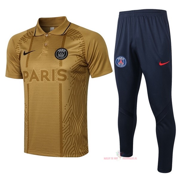 Maillot Om Pas Cher Nike Ensemble Complet Polo Paris Saint Germain 2021 2022 Jaune Noir