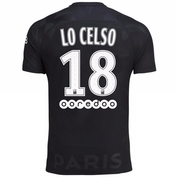 Maillot Om Pas Cher Nike NO.18 Lo Celso Third Maillots Paris Saint Germain 2017 2018 Noir