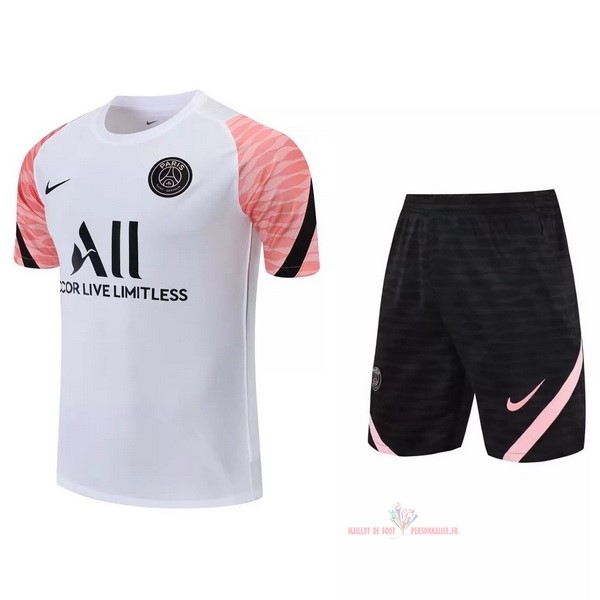 Maillot Om Pas Cher Nike Entrainement Ensemble Complet Paris Saint Germain 2021 2022 Blanc Rose Noir