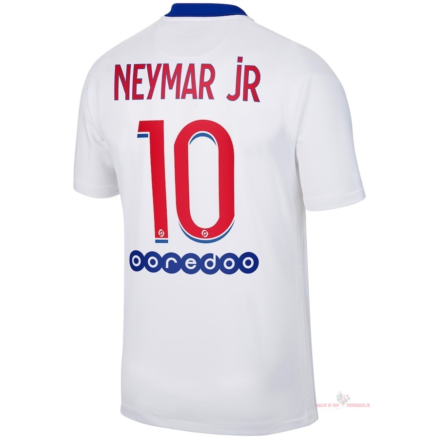 Maillot Om Pas Cher Nike NO.10 Neymar JR Exterieur Maillot Paris Saint Germain 2020 2021 Blanc
