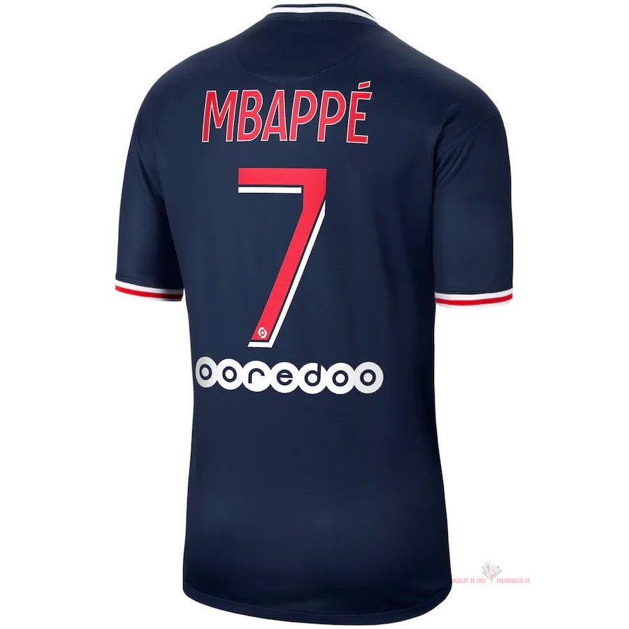 Maillot Om Pas Cher Nike NO.7 Mbappe Domicile Maillot Paris Saint Germain 2020 2021 Bleu