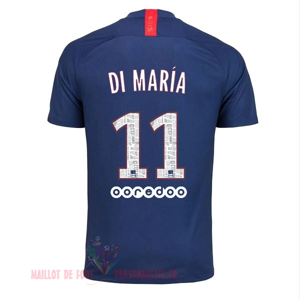 Maillot Om Pas Cher Nike NO.11 Di Maria Domicile Maillot Paris Saint Germain 2019 2020 Bleu