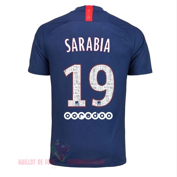 Maillot Om Pas Cher Nike NO.19 Sarabia Domicile Maillot Paris Saint Germain 2019 2020 Bleu