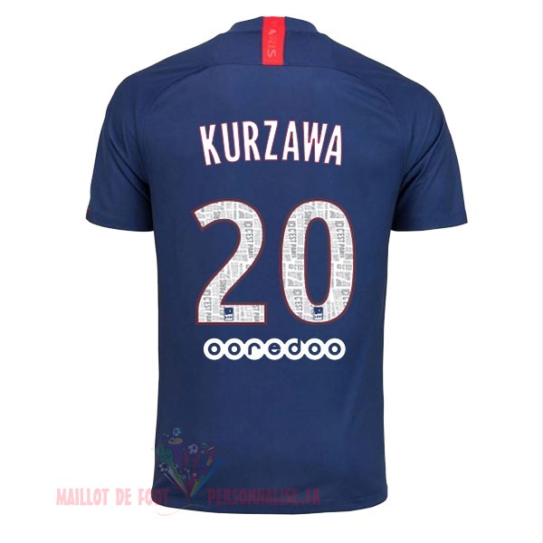 Maillot Om Pas Cher Nike NO.20 Kurzawa Domicile Maillot Paris Saint Germain 2019 2020 Bleu