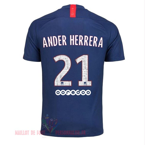 Maillot Om Pas Cher Nike NO.21 Ander Herrera Domicile Maillot Paris Saint Germain 2019 2020 Bleu