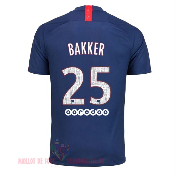 Maillot Om Pas Cher Nike NO.25 Bakker Domicile Maillot Paris Saint Germain 2019 2020 Bleu