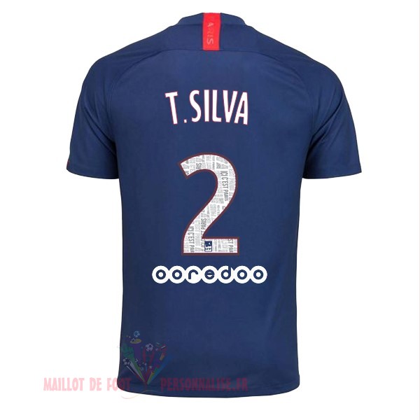 Maillot Om Pas Cher Nike NO.2 T.Silva Domicile Maillot Paris Saint Germain 2019 2020 Bleu