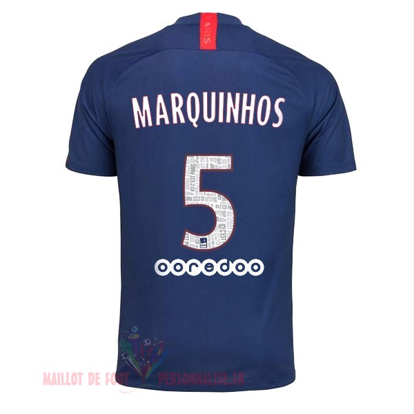Maillot Om Pas Cher Nike NO.5 Marquinhos Domicile Maillot Paris Saint Germain 2019 2020 Bleu