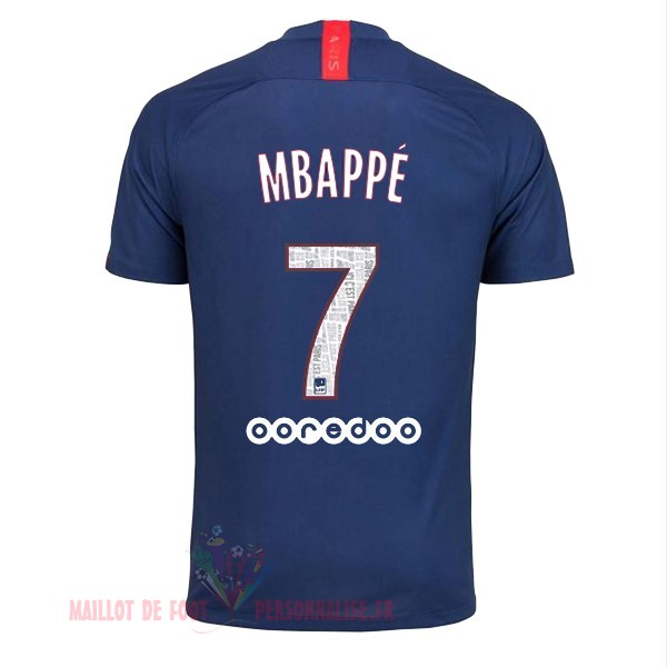 Maillot Om Pas Cher Nike NO.7 Mbappe Domicile Maillot Paris Saint Germain 2019 2020 Bleu