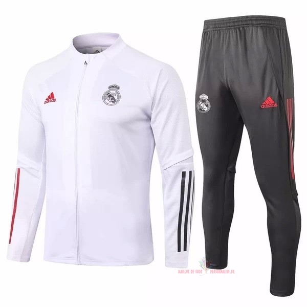 Maillot Om Pas Cher adidas Survêtements Real Madrid 2020 2021 Blanc Gris Rouge