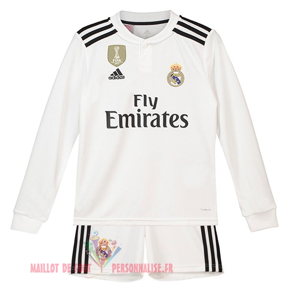 Maillot Om Pas Cher adidas Domicile Manches Longues Ensemble Enfant Real Madrid 18-19 Blanc