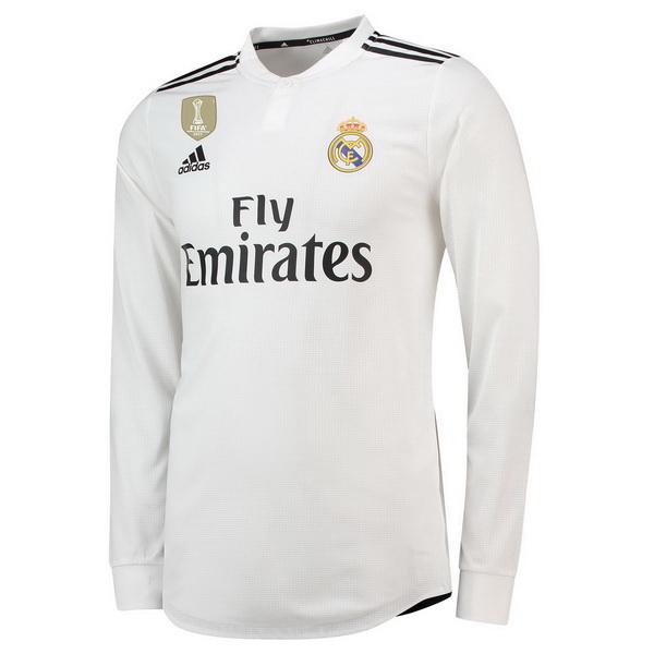 Maillot Om Pas Cher adidas Domicile Manches Longues Real Madrid 2018 2019 Blanc
