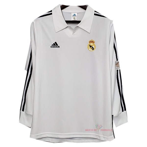 Maillot Om Pas Cher adidas Domicile Camiseta Manches Longues Real Madrid Rétro 2001 2002 Blanc