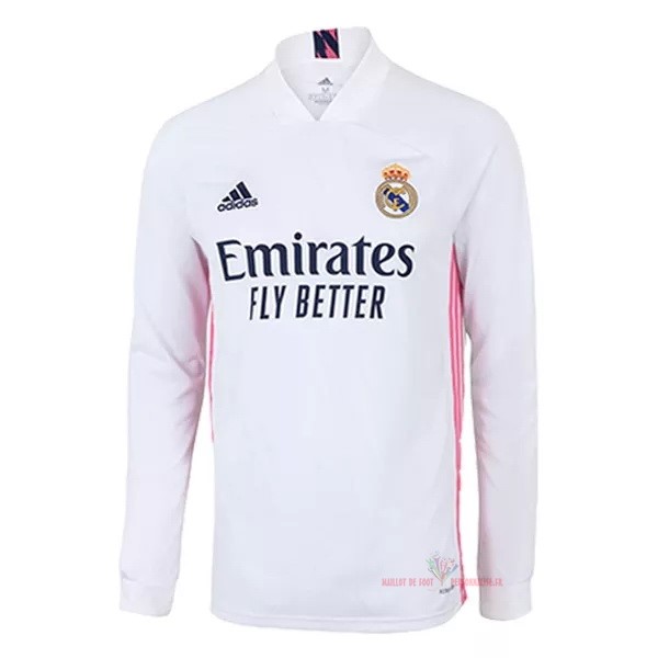 Maillot Om Pas Cher adidas Domicile Manches Longues Real Madrid 2020 2021 Blanc