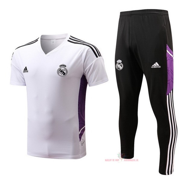 Maillot Om Pas Cher adidas Entrainement Ensemble Complet Real Madrid 2022 2023 Blanc Noir Purpura