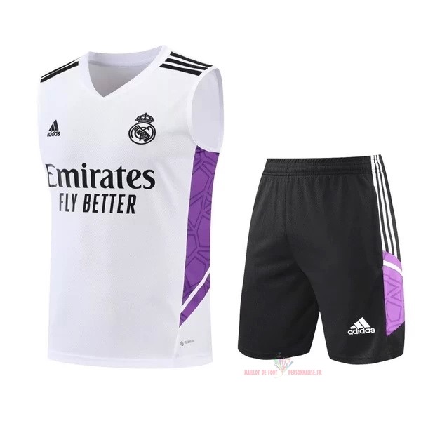 Maillot Om Pas Cher adidas Entrainement Sin Mangas Ensemble Complet Real Madrid 2022 2023 Blanc Purpura Noir