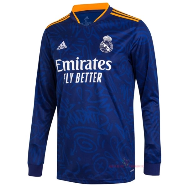 Maillot Om Pas Cher adidas Exterieur Manches Longues Real Madrid 2021 2022 Bleu