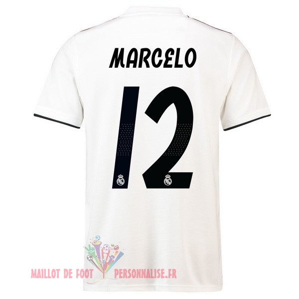 Maillot Om Pas Cher adidas NO.12 Marcelo Domicile Maillots Real Madrid 18-19 Blanc
