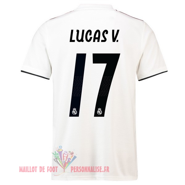 Maillot Om Pas Cher adidas NO.17 Lucas V. Domicile Maillots Real Madrid 18-19 Blanc
