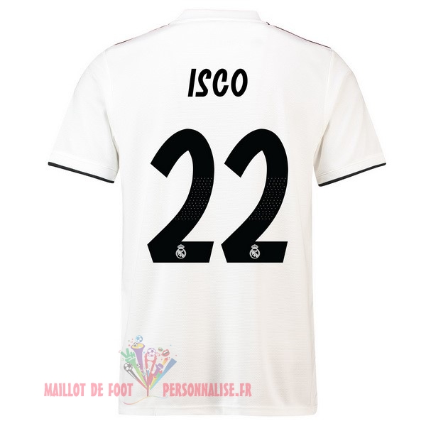 Maillot Om Pas Cher adidas NO.22 Isco Domicile Maillots Real Madrid 18-19 Blanc