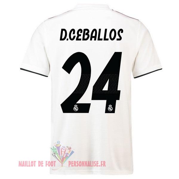 Maillot Om Pas Cher adidas NO.24 D.Ceballos Domicile Maillots Real Madrid 18-19 Blanc