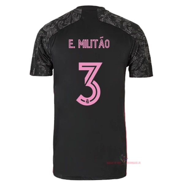Maillot Om Pas Cher adidas NO.3 E. Militão Third Maillot Real Madrid 2020 2021 Noir