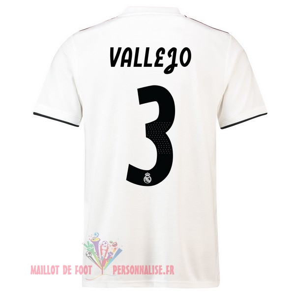 Maillot Om Pas Cher adidas NO.3 Vallejo Domicile Maillots Real Madrid 18-19 Blanc