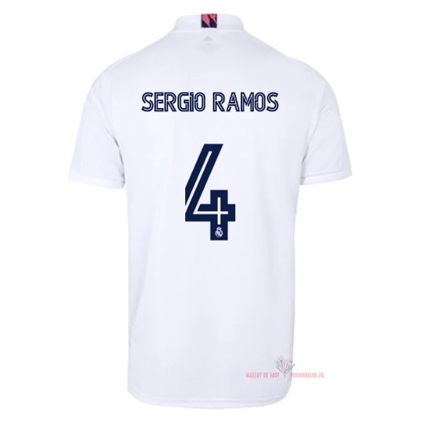 Maillot Om Pas Cher adidas NO.4 Sergio Ramos Domicile Maillot Real Madrid 2020 2021 Blanc