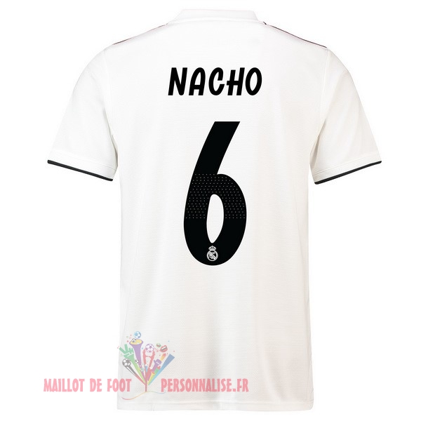 Maillot Om Pas Cher adidas NO.6 Nacho Domicile Maillots Real Madrid 18-19 Blanc