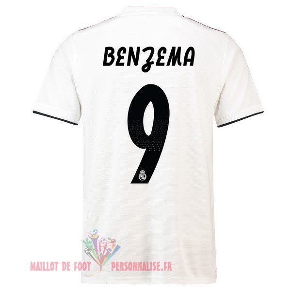 Maillot Om Pas Cher adidas NO.9 Benzema Domicile Maillots Real Madrid 18-19 Blanc