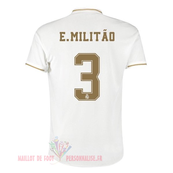 Maillot Om Pas Cher adidas NO.3 E.Militão Domicile Maillot Real Madrid 2019 2020 Blanc