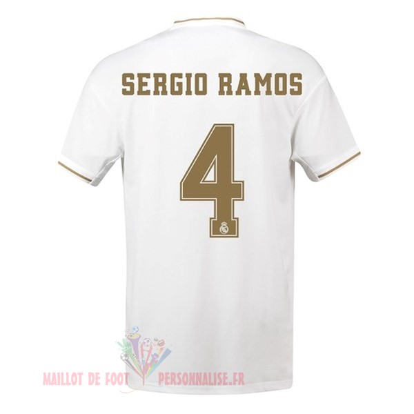 Maillot Om Pas Cher adidas NO.4 Sergio Ramos Domicile Maillot Real Madrid 2019 2020 Blanc